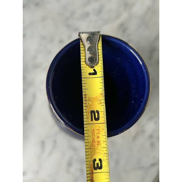 Vintage Oriental Pheasants Flowers Cobalt Blue Vase Gold Trim 7.5” Tall Asian - Picture 12 of 13